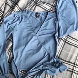 Light blue silky blouse
